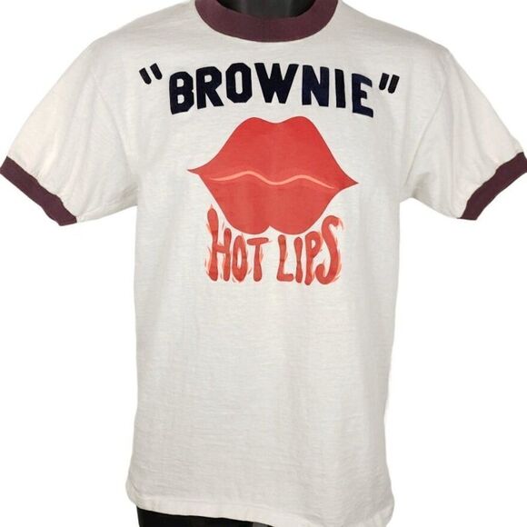 Hot Lips T Shirt Vintage 80s I Ate The Whole Thing Brownie Made In USA Mens - Picture 2 of 7